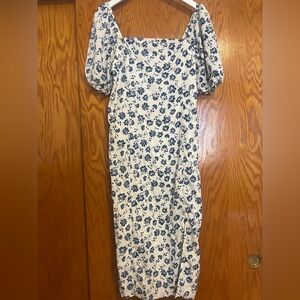 Floral Blue and White Women's Dress